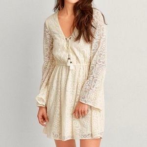 NWT AEO Boho Ivory Corset Front Lace Dress XS